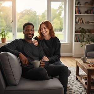 man and woman modeling questing quokka sweatshirt