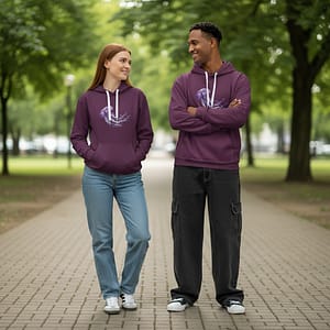 man and woman modeling jammy jellyfish hoodie