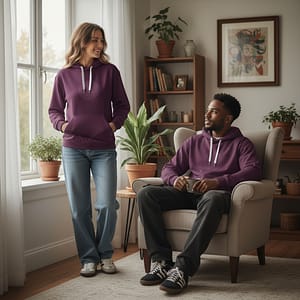 man and woman modeling mantic minotaur hoodie